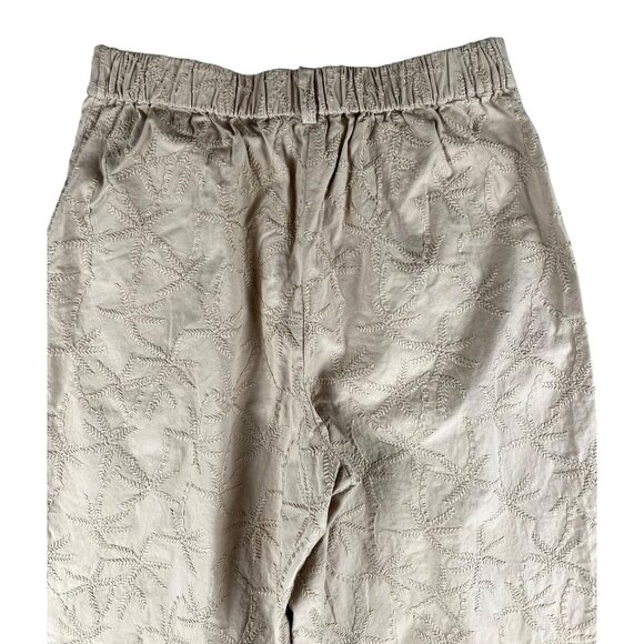 House Of Harlow 1960 Tan Embroidered Cotton Barrel Leg With Elastic Waist US M - Picture 4 of 12